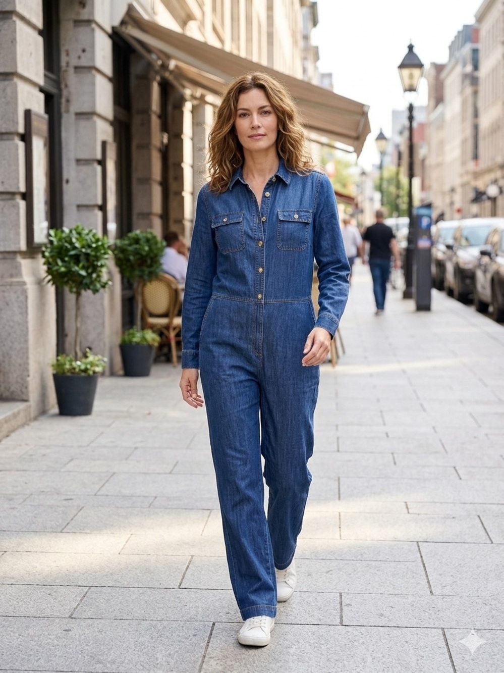TALBOTS Denim Jumpsuit Medium Pockets Button Down Long Sleeve - Picture 2 of 15